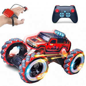  ماشین کنترلی شارژی آفرود جیپ قرمز با دو کنترل دستی و دستبندی Off-Road RC Car Drift Wheels 1:10 -اسباب بازی